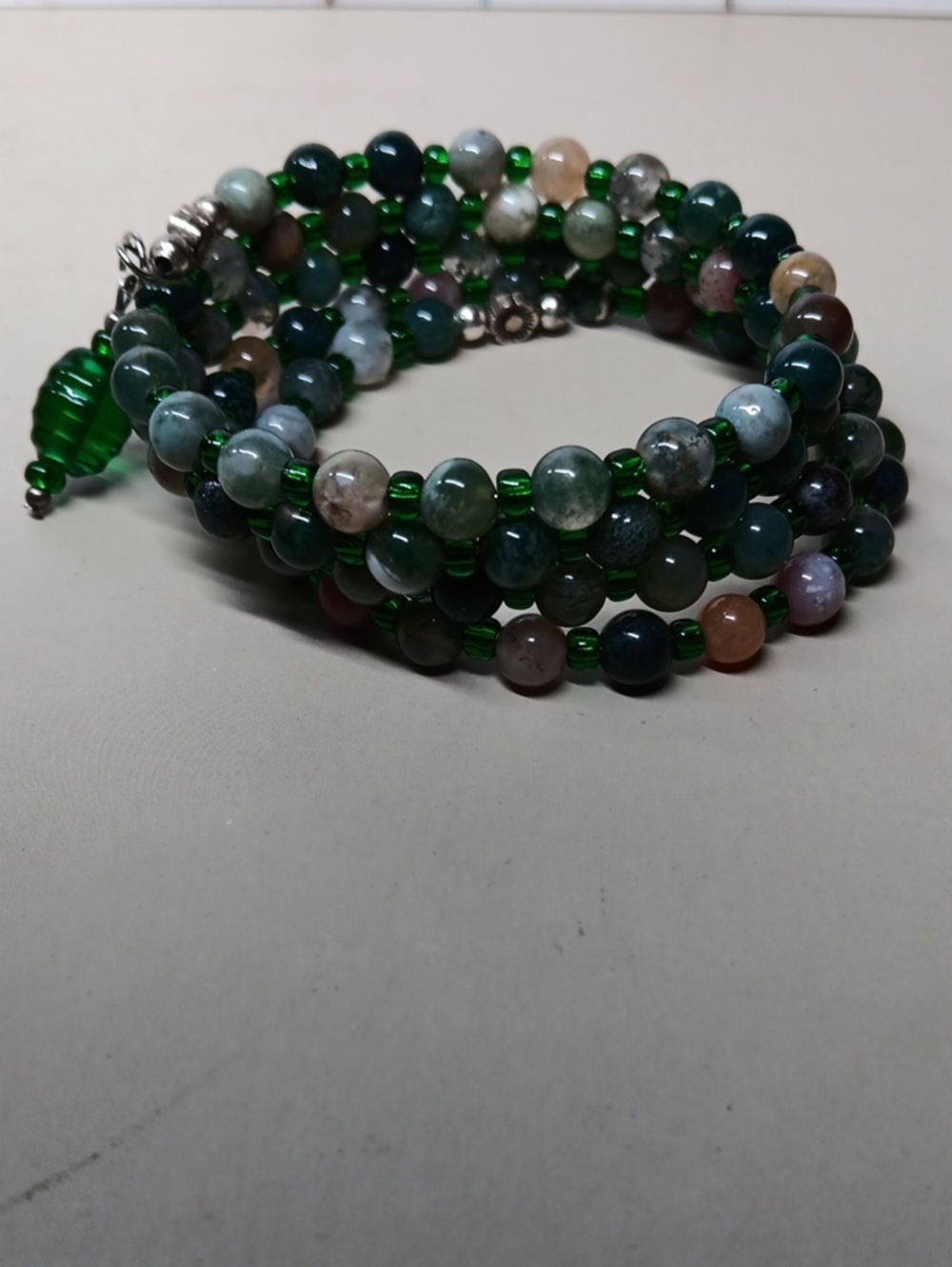 Multi-Strand Green Gemstone Beaded Wrap Bracelet